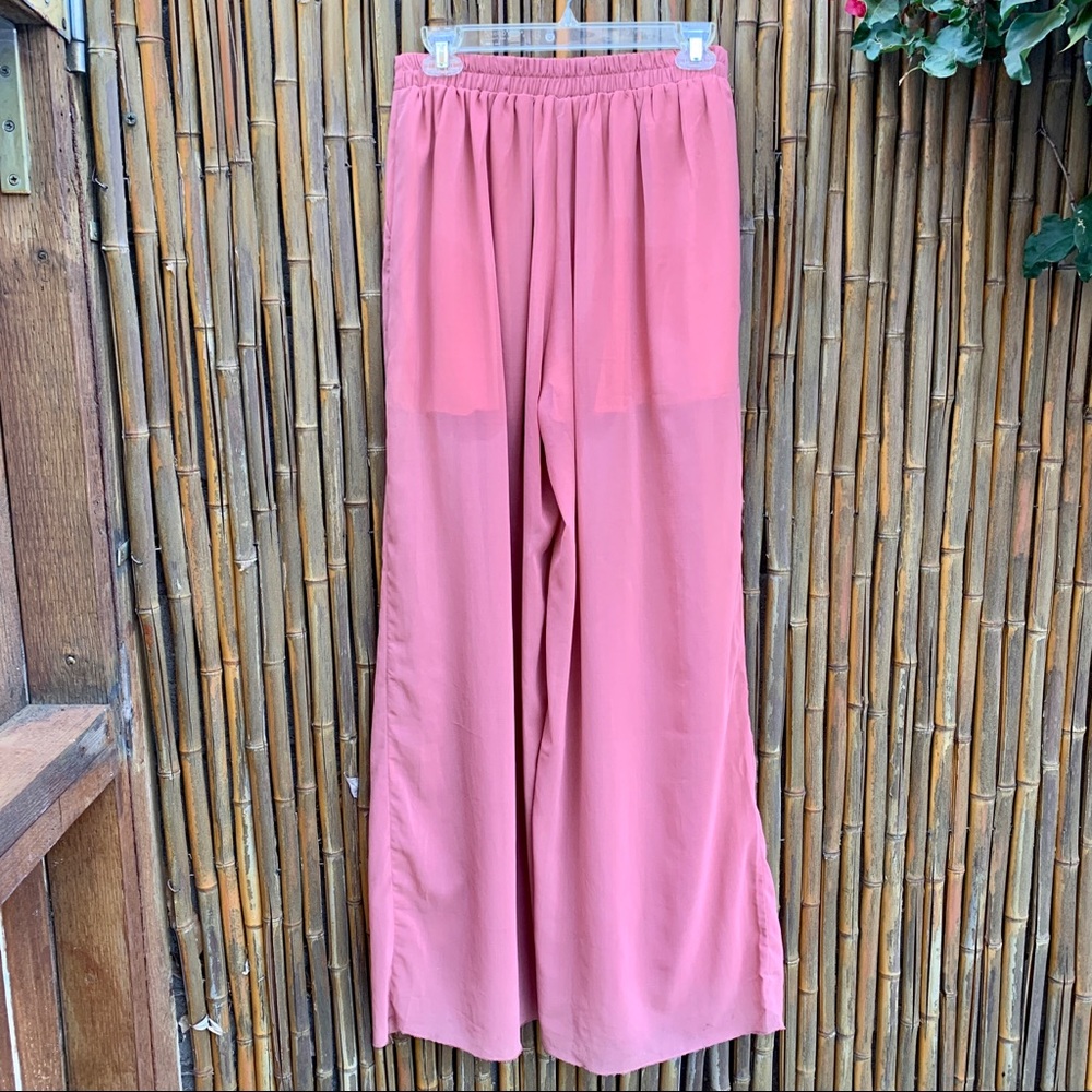 L’ATISE by Amy Wide-Leg Blush Trousers w/  Lining